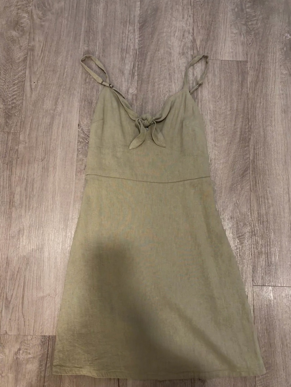 Hollister Olive Tie-Front Linen Blend Sundress - Women